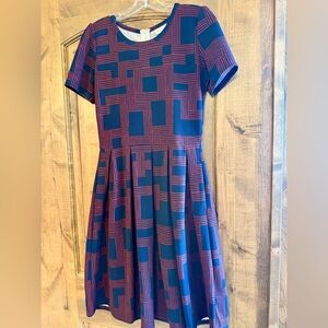 LuLaRoe Geometric Blue and Red Kids Dress